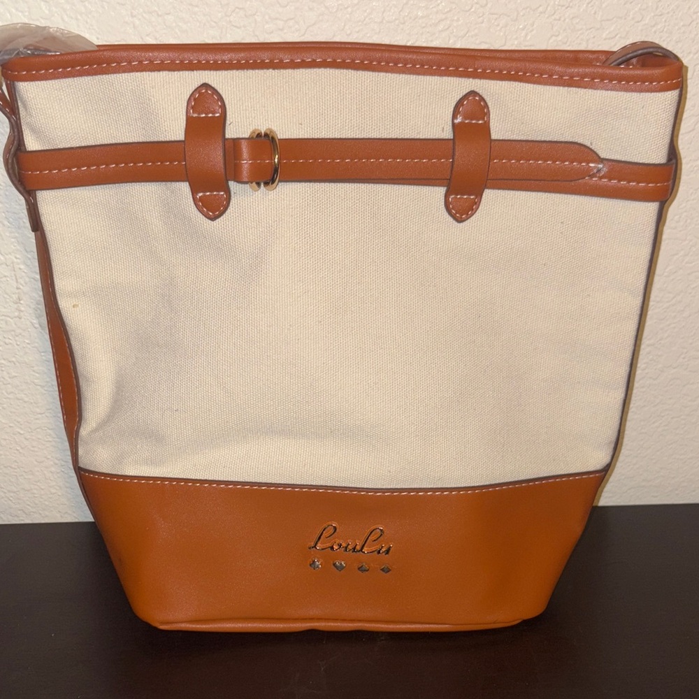 LouLu Brown and Cream Shoulder Bag NWOT